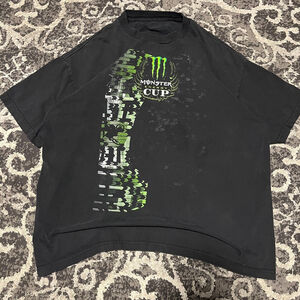 Men's Short Sleeve Tee XL Black Green Monster Energy Cup